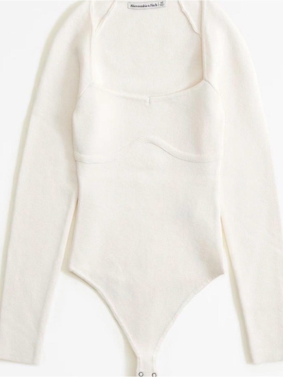 Abercrombie & Fitch Cream Long Sleeve Bodysuit - Picture 3 of 6